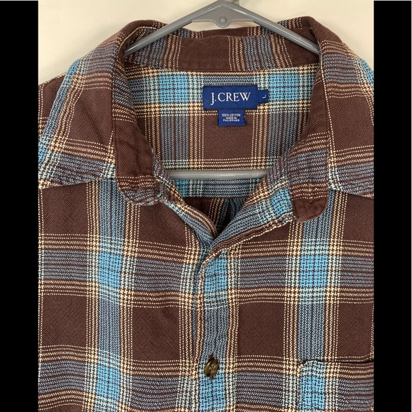 J Crew Men’s Large Long Sleeve Shirt Blue & Brown - Picture 3 of 8